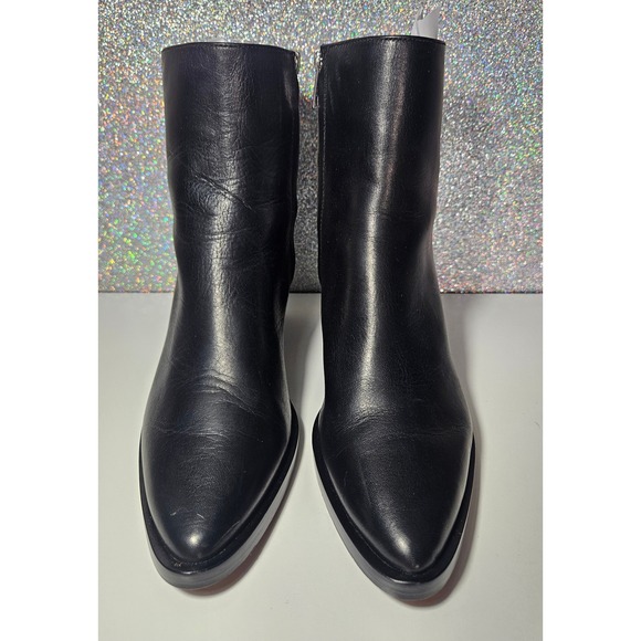 Madewell The Carina Boot in Leather Black Pointed Toe Block Heel NN014 Women's 5 - Picture 3 of 7